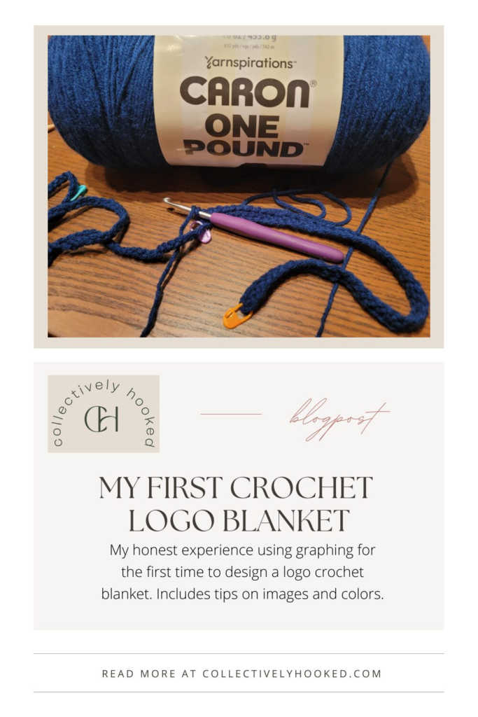 Pinterest pin format of a skein of yarn with crochet chains on a hook